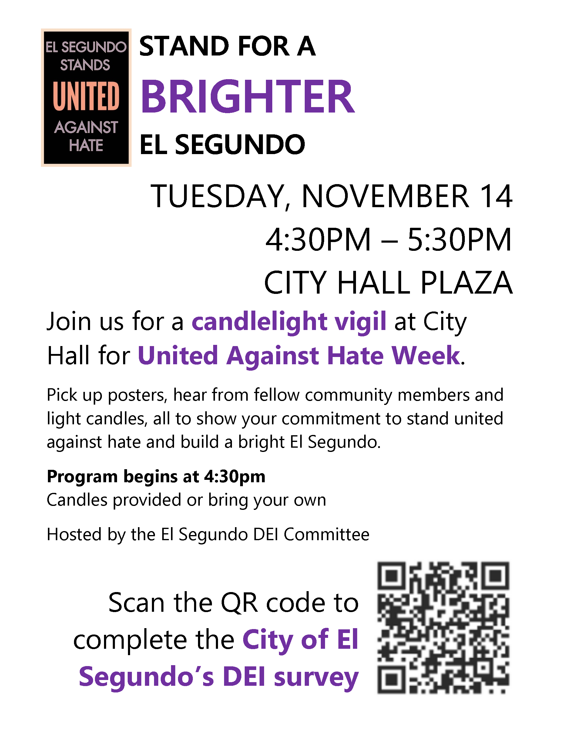 United Against Hate Week Candlelight Vigil